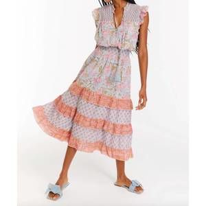 NEW ALLISON NEW YORK misha midi dress in blue/ coral floral